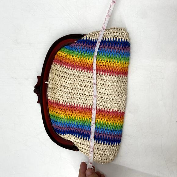 Vintage mci weaved rainbow stripe clutch
